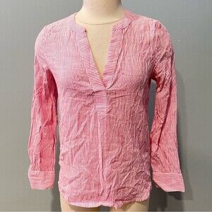 Vineyard Vines Pink & White Easy Striped Savannah Popover Top Size XS